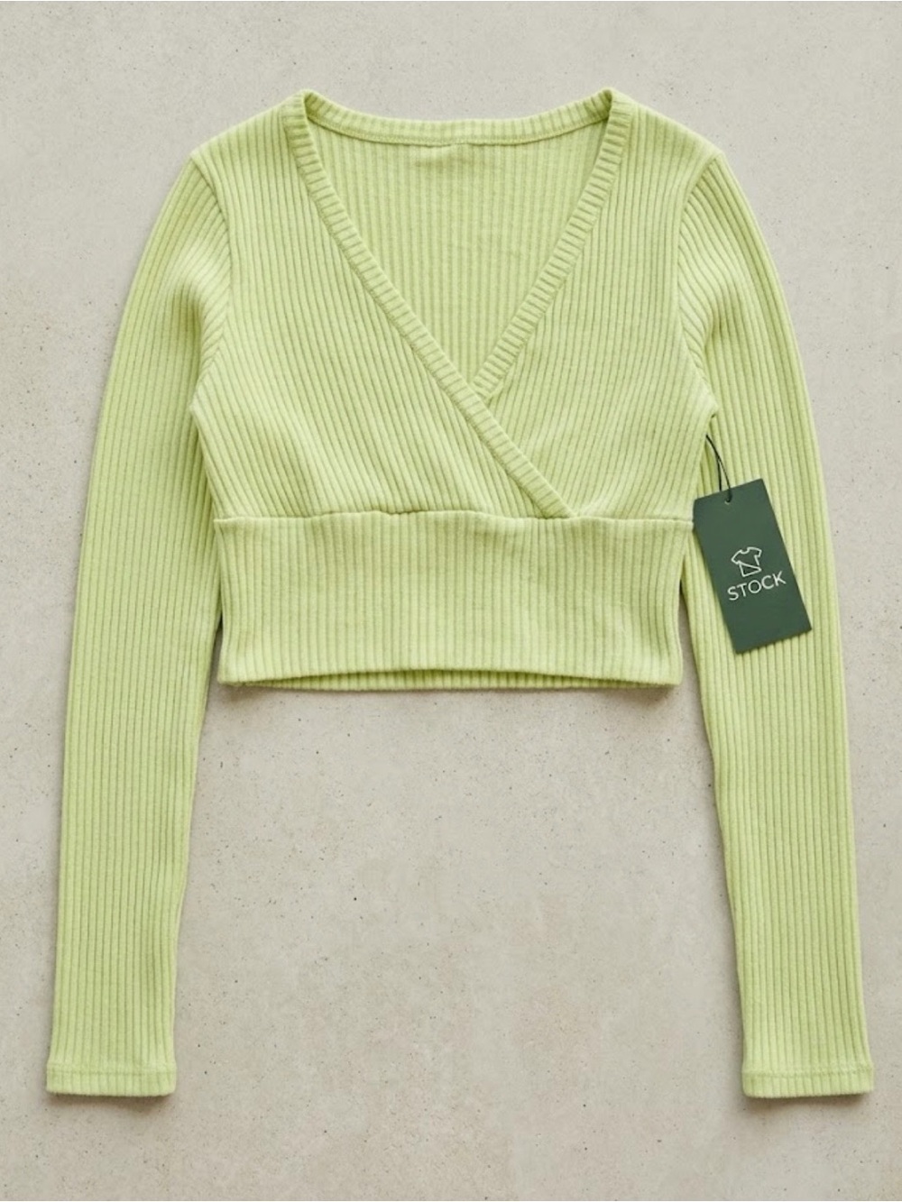NWT Wild Fable Women’s Long Sleeve Ribbed Surplice Cropped Top - Size Small
